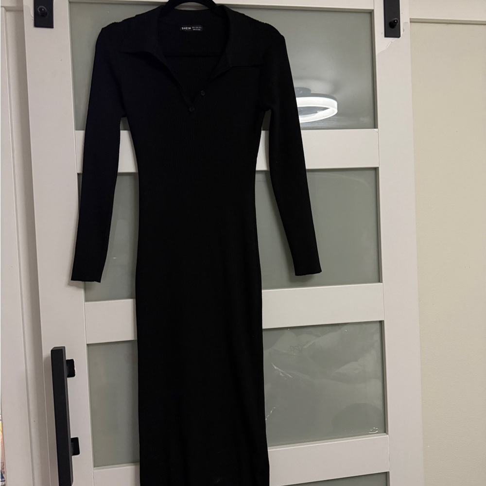 SHEIN Classic Black Long Sleeve Dress